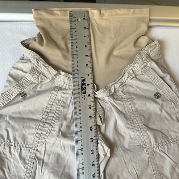 Motherhood Maternity Women Khaki Pants Size S Beige Button Drawstring 27" Inseam - Picture 7 of 10